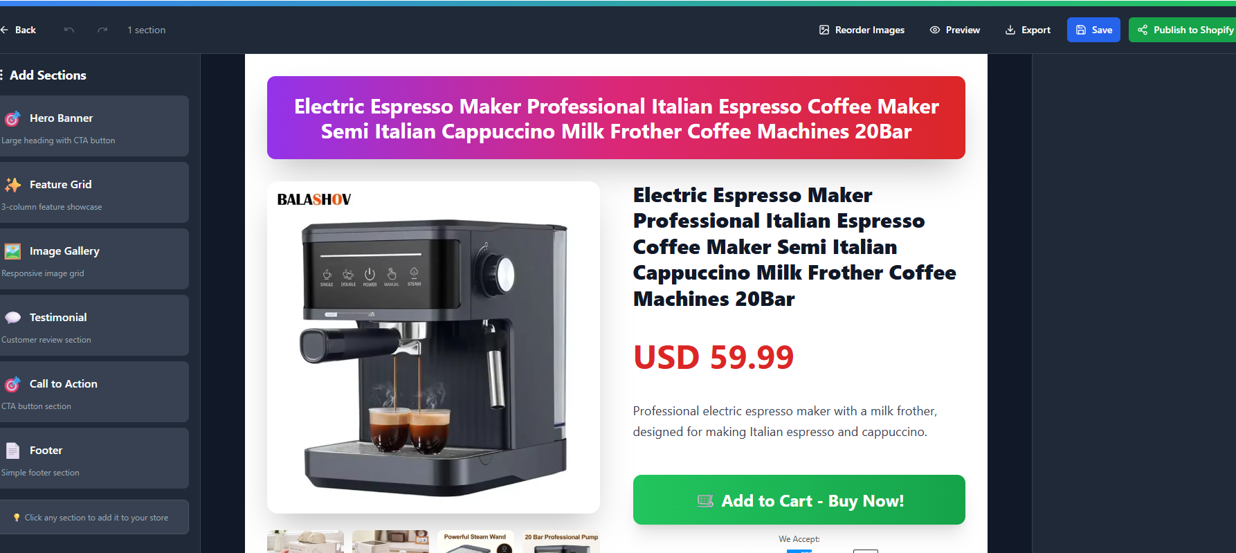 Step 3: Publish to Shopify